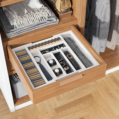 Pipishell Bamboo Expandable Drawer Organizer