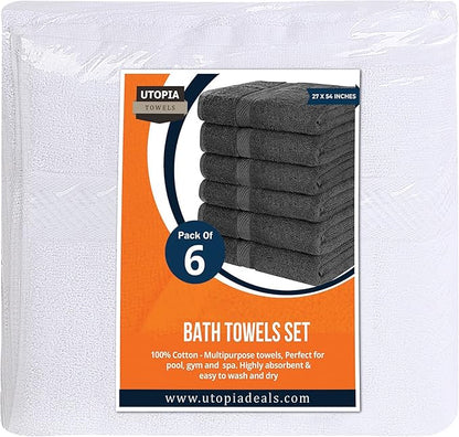 Utopia Towels 6 Pack Bath Towel Set, 500 GSM 100% Ring Spun Cotton Medium