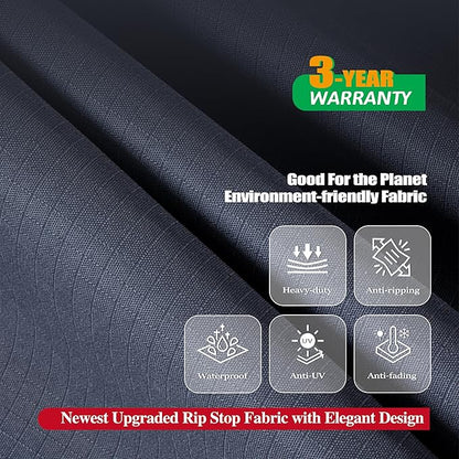 F&J Outdoors Patio Furniture Covers Waterproof UV Resistant Rip-stop Fabric Outdoor Furniture Cover, Grey, 84"Wx84"Dx27.5"H