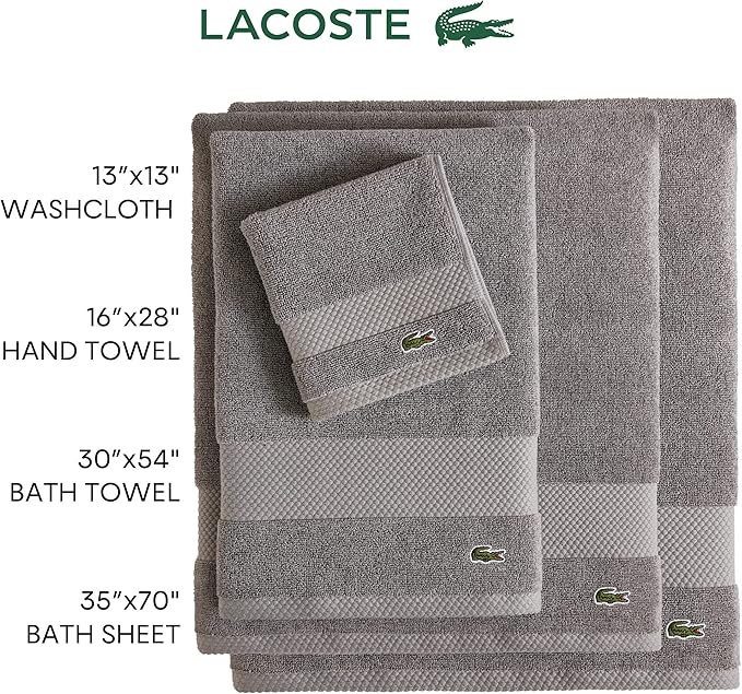 Lacoste Heritage 100% Supima Cotton Bath Sheet, Croc Green, Premium Super Soft
